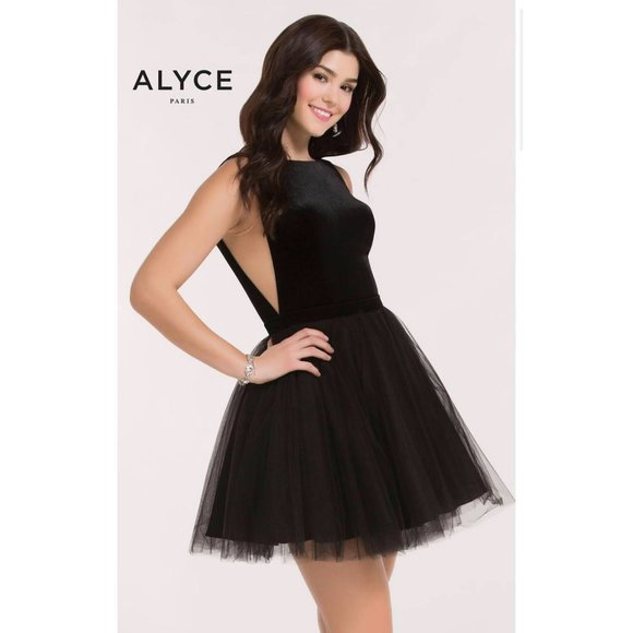 NWT ALYCE PARIS Dress Prom Cocktail Mini Tulle Black Ballerina Style Size 10 - Picture 2 of 11